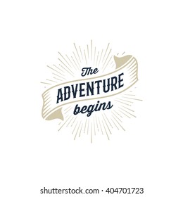The Adventure Begins vintage illustration with anchor. Design for t-shirt print or poster. Vector illustration.