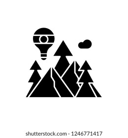 Adventure black icon, vector sign on isolated background. Adventure concept symbol, illustration 