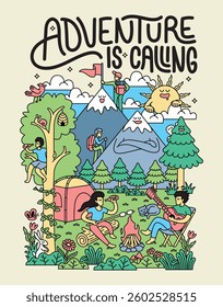 adventure is calling cute vector illustration