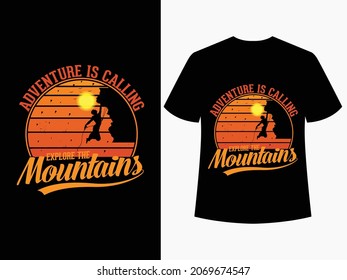 Adventure está llamando a explorar las montañas - camisetas, salvajes, tipografía, vector de montaña - Adventure - excursionismo - diseño de camisetas. 