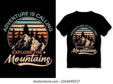 Adventure is calling explore the mountains_Adventure Retro Vintage t shirt design