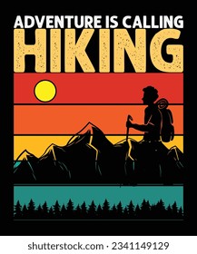 Adventure is calling hiking print template hiking t-shirt design