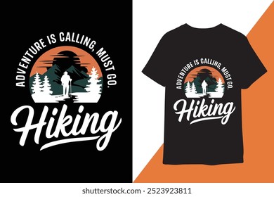 Adventure is calling hiking t-shirt design