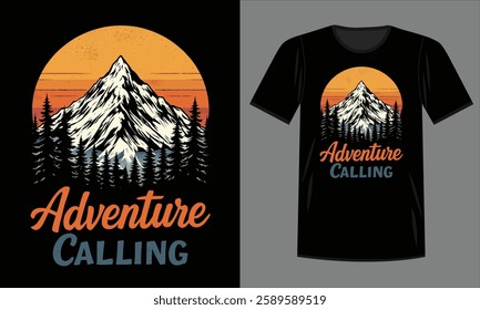 Adventure Calling Mountain T-Shirt Design for Outdoor Lovers - High Quality