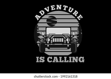 adventure is calling silhouette design with jeep