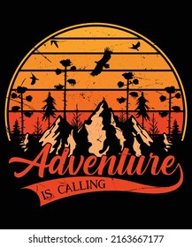 Adventure Is Calling T-shirt Design | Vintage Adventure T-shirt Design