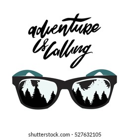 Adventure is calling.Hand lettering. vector illustration
