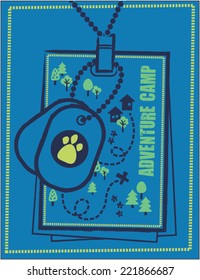 Adventure Camp Dog Tags Illustration and Tshirt Screen