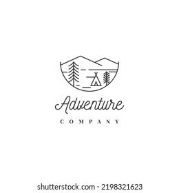 Diseño de plantillas de logotipo de campamento de aventura