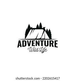 Adventure camp logo template design. Vector eps 10