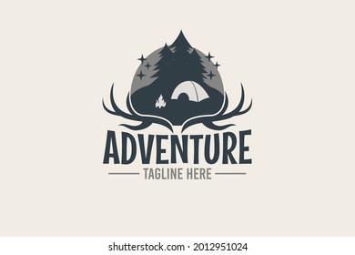 adventure camp logo vector graphic for any business especially for outdoor activity, summer holiday, sport, adventure, etc.