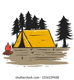Adventure Camp Outdoor Vector Illustration Camping Stock Vector ...