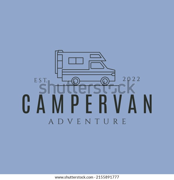 adventure camper van line art logo vector symbol
illustration design