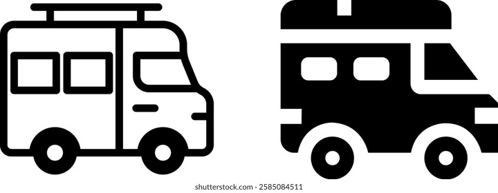 Adventure Campervan Symbol Vector Icon Set