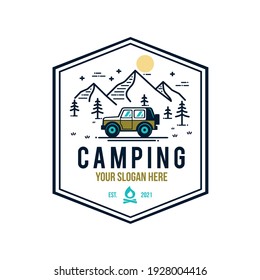 Adventure Camping Badge Logo Premium Vector. Ready made logo template set vector isolated