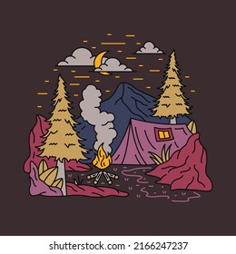Adventure and camping in the good nature graphic illustration vector art t-shirt design