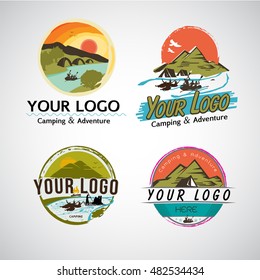 Adventure and camping logo template set - vector illustration