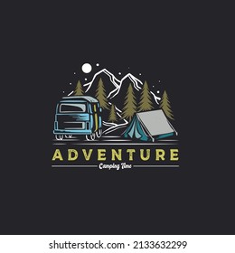 Adventure camping mountain logo vector template