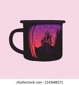 adventure camping outdoor travel emblem with camping elements