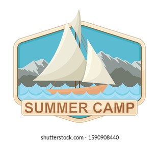 Adventure and Camping Vector Badge Isolated on White Background