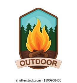 Adventure and Camping Vector Badge Isolated on White Background