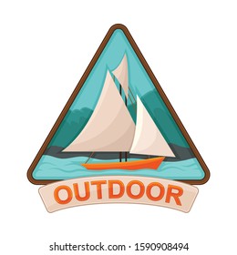 Adventure and Camping Vector Badge Isolated on White Background