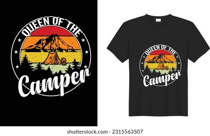 Adventure camping Vector T shirt design. Adventure camping, hand drawn line art vector illustration. Funny Outdoor Retro Vintage Camper Camping T-shirt Design. For t-shirt print and other uses.