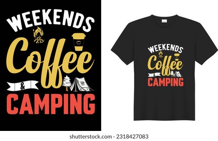 Adventure camping Vector T shirt design. Adventure camping, hand drawn line art vector illustration. Funny Outdoor Retro Vintage Camper Camping T-shirt Design. For t-shirt print and other uses.