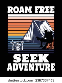 Adventure camping vintage t shirt design, retro t-shirt, hill climb, nature tshirt, silhouette vector, graphic design