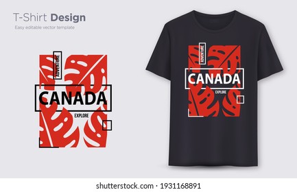 Abenteuer in Kanada Grafik-T-Shirt Vektordesign, Leaf und Typografie.
