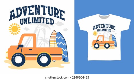 Adventure Car Cartoon Tshirt Concept Design