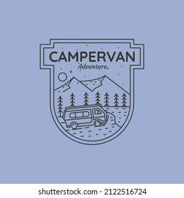 adventure car line art logo vector symbol illustration design