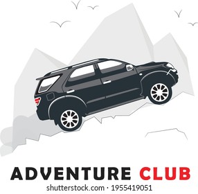 coche de aventura y fondo de montaña para el diseñador