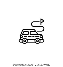 ícone e ilustração do esboço do passeio de carro de aventura