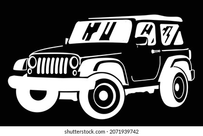 Adventure Car Vector Black and White, Offroad