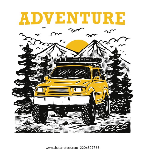 Adventure car in the wild\
illustration
