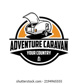Adventure caravan emblem logo vector template isolated