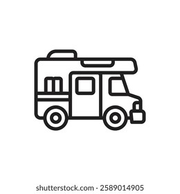 Adventure Caravan Outline Icon Vector Illustration