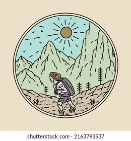 Adventure and climb up to the mountain graphic illustration vector art t-shirt design