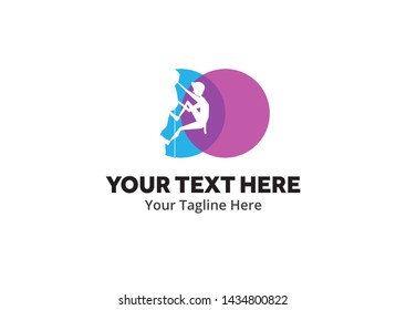 adventure climber unique simple logo creative design in flat style with color . hiker traveler creative simple logo creative design in flat style with color