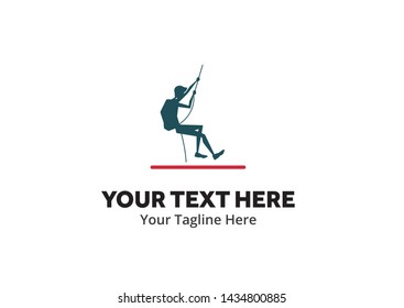 adventure climber unique simple logo creative design in flat style with color . hiker traveler creative simple logo creative design in flat style with color