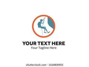 adventure climber unique simple logo creative design in flat style with color . hiker traveler creative simple logo creative design in flat style with color