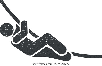 Ilustración vectorial de ícono de escalada de aventura en estilo estampado