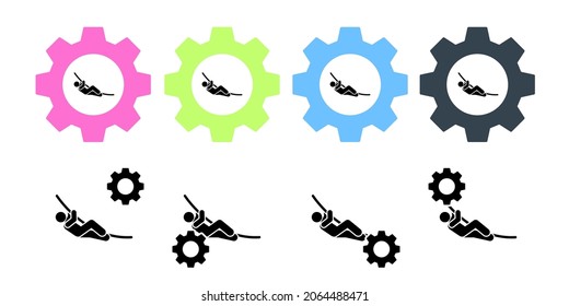 Adventure climbing multisport vector icon in gear set illustration for ui and ux, website or mobile application