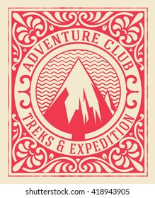 Adventure club card with floral details