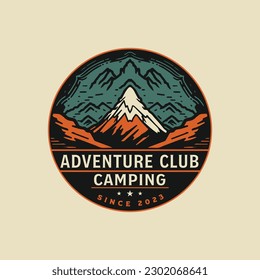 Adventure Club Retro Vintage Badge Logo Design.