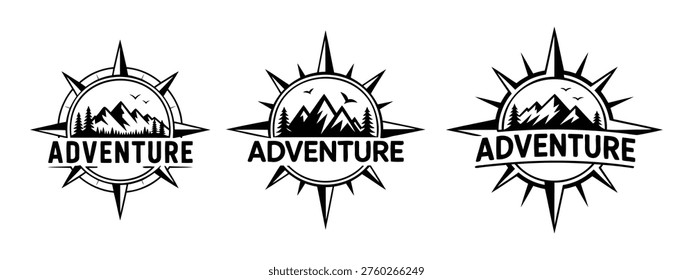 Adventure Compass Logo | Mountain Explorer Emblem | Vintage Vector