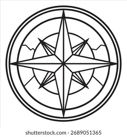 Vector del logotipo de la brújula de la aventura con un fondo blanco
