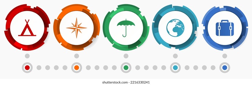 Adventure concept vector icon set, travel infographic template,colorful flat design web buttons