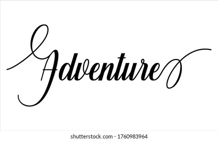 Adventure Creative Cursive Typographic Text sobre fondo blanco